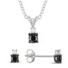 Miadora 1/2 ct Black and White Diamond Pendant and Earrings in Silver