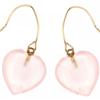 14kt yellow earring with heart shaped pink quartz stone