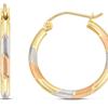 10K 3-Tones Gold Round Clip Hoop Earrings