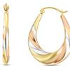 10K 3-Tone Fancy Creale Click Hoop Earrings