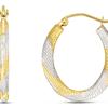 10K Yellow Gold and Rhodium Oval Click Hoop Earrings