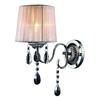 Sheer Candelabra Wall Bracket With White Sheer Shade And Glass Crystal Pendants