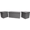 Tara 3 Pk. Grey Folding Ottomans & Bench by FHE™