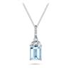 Emerald Cut Aquamarine & Diamond Necklace 14-kt White Gold