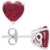 Amour Ruby Solitaire Heart Earrings (750086454) - Red