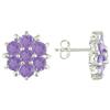 Amour Purple Amethyst Flower Stud Earrings (750086408)