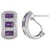Amour Amethyst and White Sapphire Huggie Earrings (750086494) - Purple/White