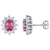 Amour Tourmaline and White Sapphire Flower Stud Earrings (750086495) - Pink/White