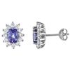 Amour Tanzanite and White Sapphire Flower Stud Earrings (750086496) - Blue/White