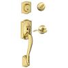 Schlage Bright Brass Door Handleset Camelot / Accent Lever