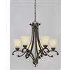 Eglo ATHENS Chandelier 6L, Oiled Rubbed Bronze Finish, Etched Cream Glass