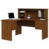 Bestar Somerville L-Shaped Workstation with Somerville Hutch - Brown